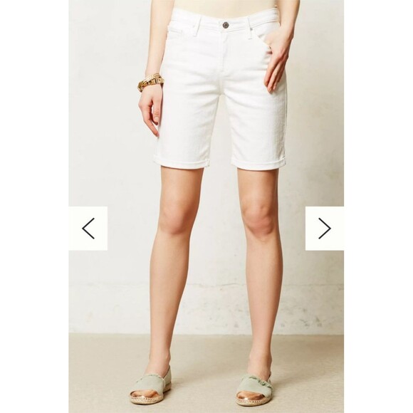 AG Adriano Goldschmied The Brooke Bermuda Shorts Women's 32 White Cuffed Basics